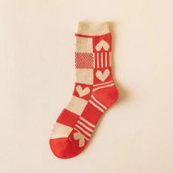 16 Pairs Womens Plaid Heart New Years Christmas Stocking