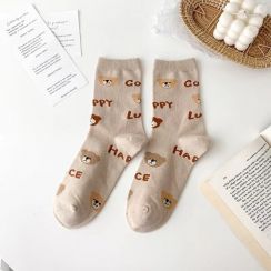 10 Pairs Cute Cartoon Embroidery Medias Bear Womens Student Socks