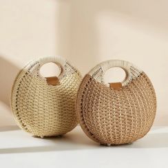 2Pcs Beach Round Large Capacity Crochet Tote Bag