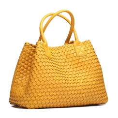 2Pcs Womens Luxury Handmade Double Side Woven Tote Bag